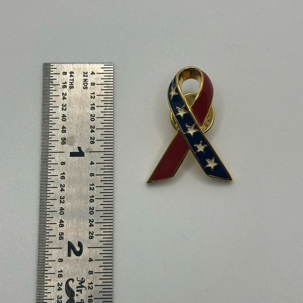 U.S.A Red White and‎ Blue Stars Ribbon Pin Patriot Brooch
